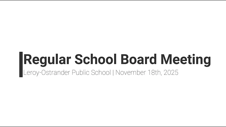 Regular School Board Meeting | November 18th, 2025