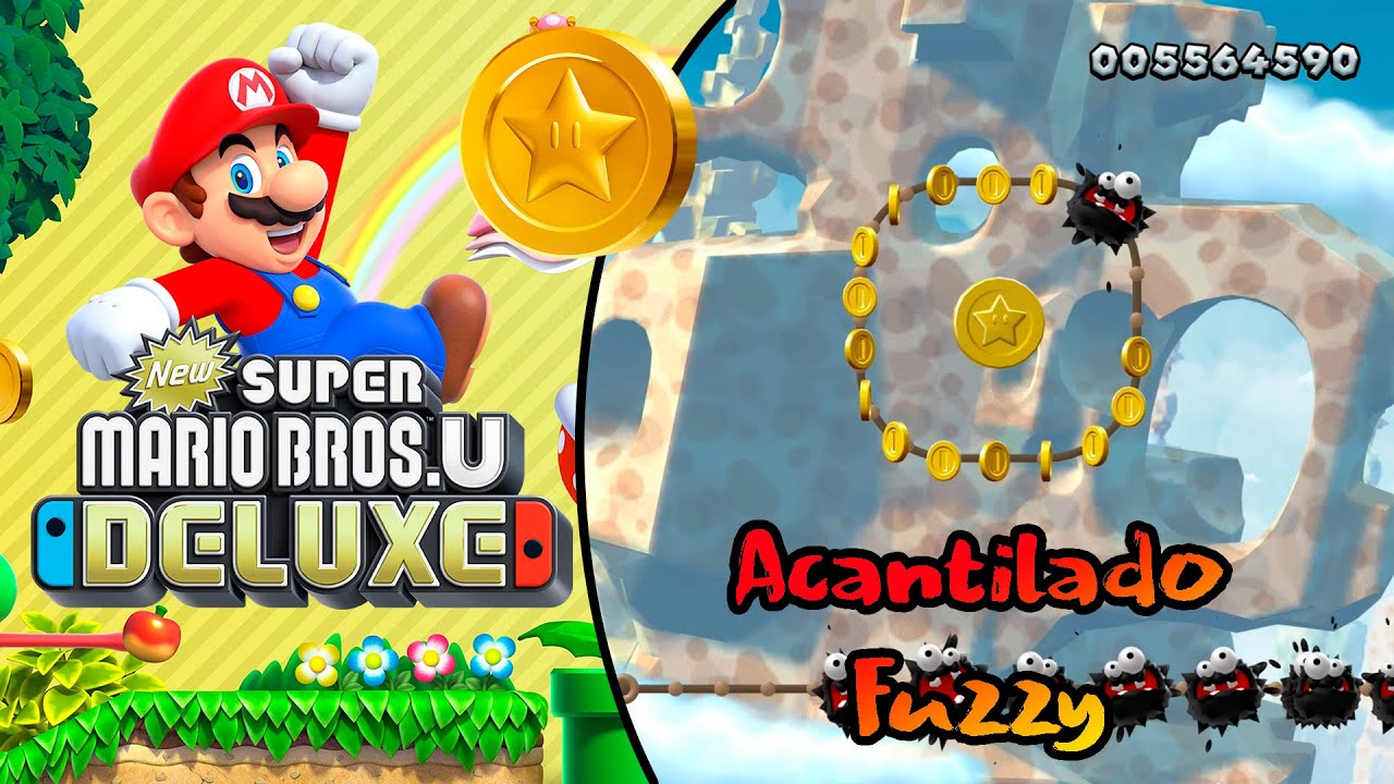 Acantilado Fuzzy - Guía de Monedas Estrella - New Super Mario Bros U Deluxe