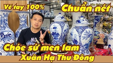 Chóe men lam tứ cảnh, chóe đựng nước bao sái, bầy phong thủy trên ban thờ gia tiên, cung tiến