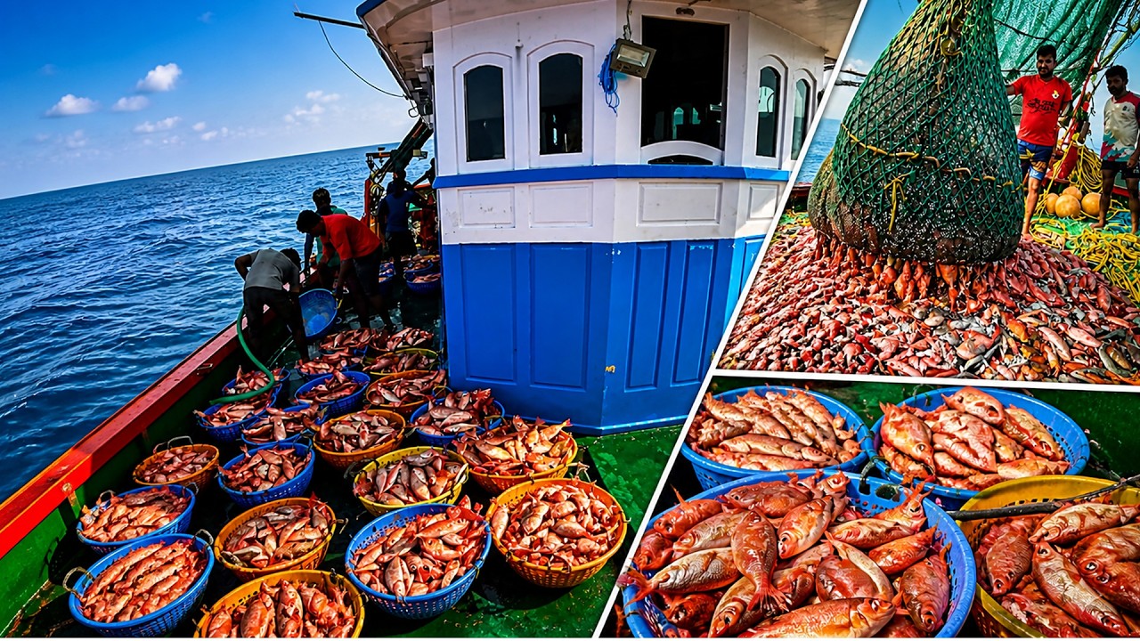 "Big Ocean Fish Catch | Red Fish Collection" | Fresh Red Snapper Catch and Sorting on Boat |#KadalTV