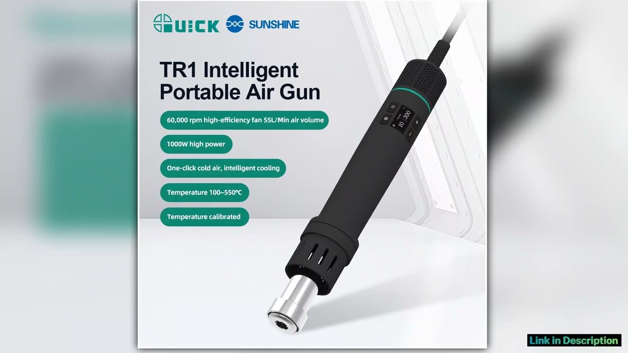 QUICK TR1 1000W High Power Smart Portable Air Gun 60000 rpm High Efficiency Fan Uniform Heating Eff