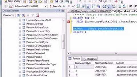 MS SQL Server 2008 - Quick Demo on Debugging like VS