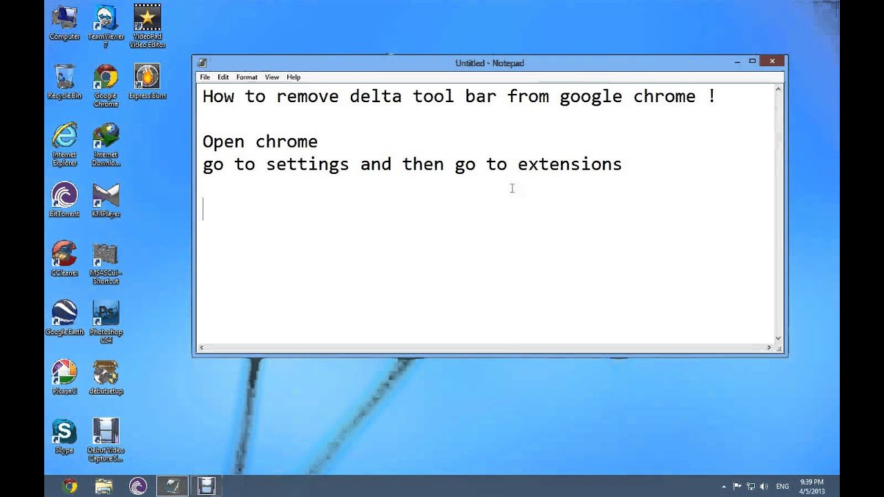 How To Remove Delta Toolbar From Google Chrome