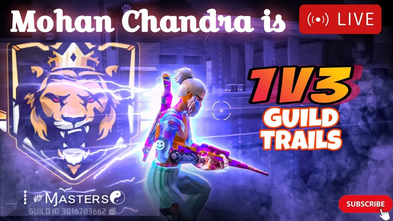 Guild Trails | 1v2 1v3| Telugu Live | Rank Push Stream | Free Fire Max ...
