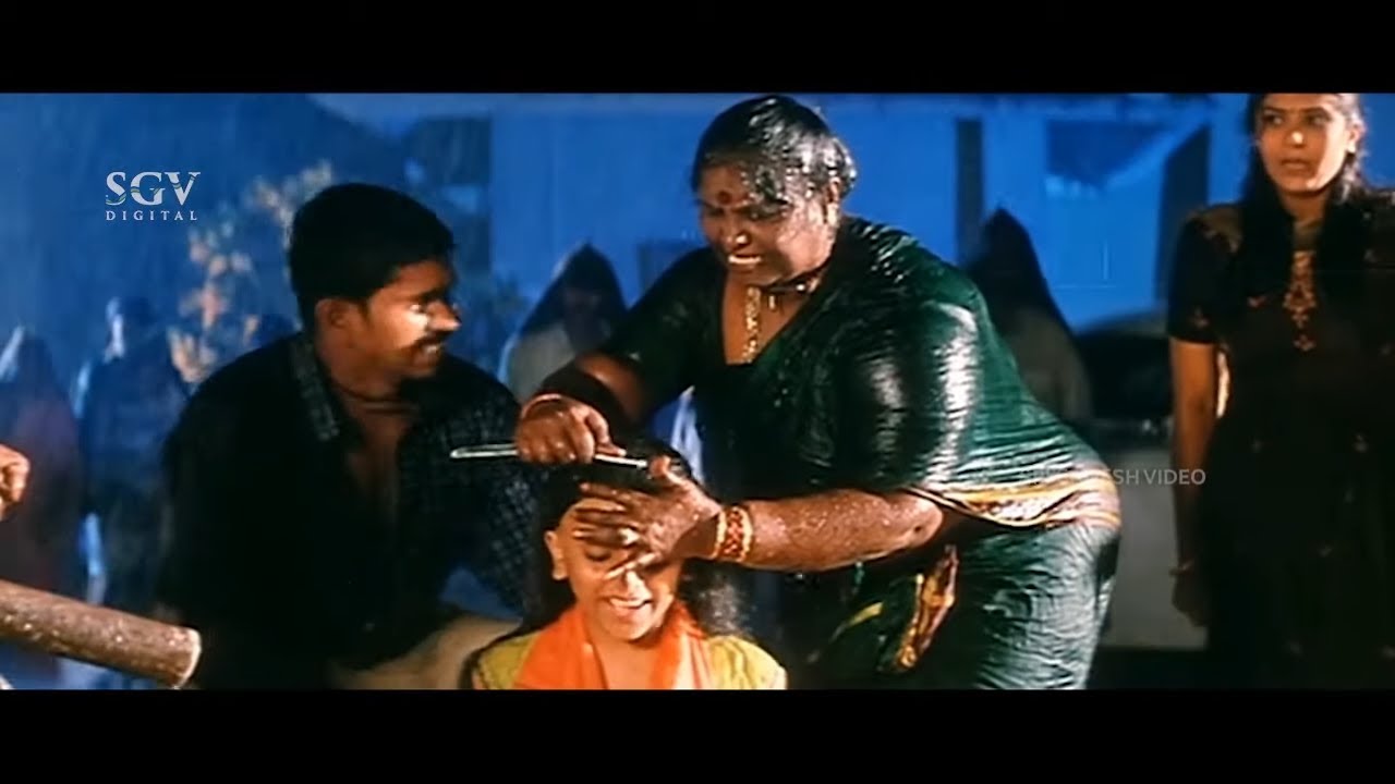 Lady Don Shaved Darshan's Sister Head Emotional Scene | Kitty Kannada Movie | Darshan, Avinash