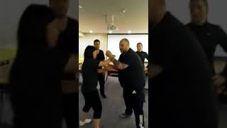 My student Candy chi Sau took on  a 195 kg Sifu