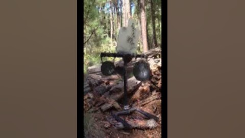 MR TARGET - 2 Gong Rack in action with hostage target and clay birds