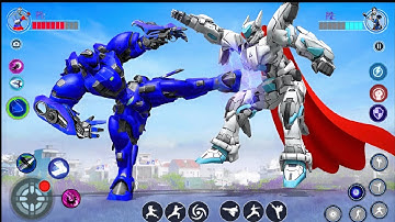 Blue 🤖Robot Multiple Transformers Dino Car Jet Robot Action - Android Gameplay | Part 97