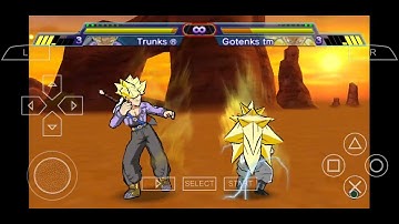 Dragon Ball z shin Budokai || Trunks SSJ Vs Gotenks SSJ3