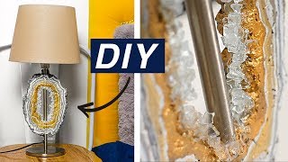 DIY GEODE AGATE STONE Table Lamp with Crystal / ENG SUB