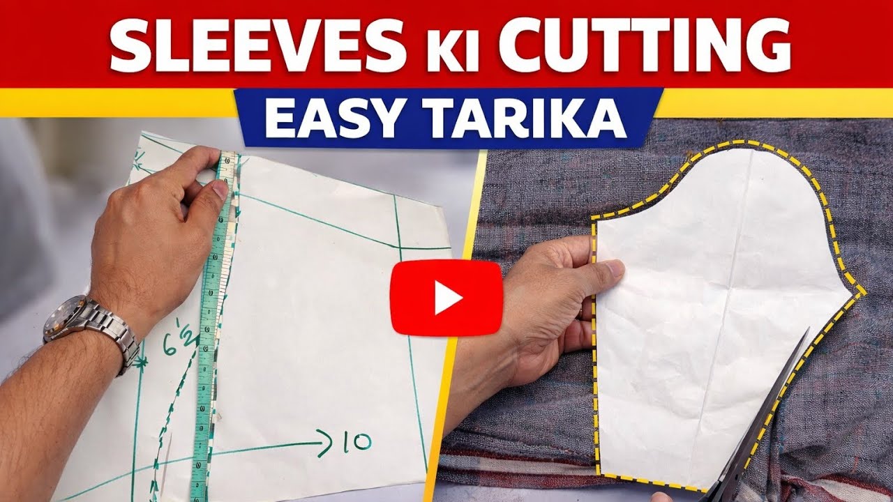 Sleeves (Baaju) cutting karne ka asaan tarika|| sleevs || cutting and Stitching|| @Threadstales-h9m 