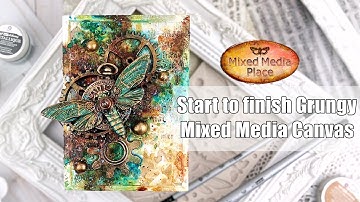 Mixed Media Place Grungy Moth Canvas