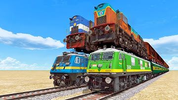 4 TRAINS RUNNING AT TOP OF EACH OTHER AT BUMPY RAILROAD | Train Simulator 2022 | RailFun