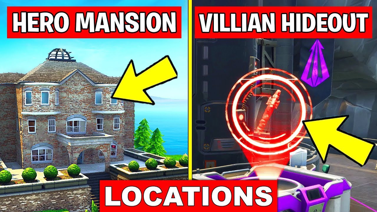 Land at a Run Down HERO MANSION and an Abandoned VILLAIN HIDEOUT LOCATION  Fortnite Week 5 Challenges - YouTube