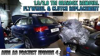 Audi A3 2.0 TDI Gearbox removal. Flywheel and clutch kit replacement. Episode 4 Project car