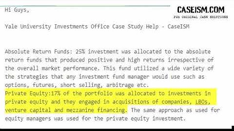 Yale University Investments Office Case Study Help - Caseism.com