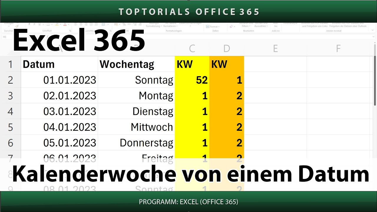 Kalenderwoche von einem Datum berechnen ganz einfach | Excel 365