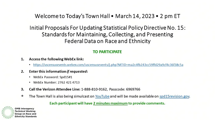 OMB Interagency Technical Working Group on Race an...