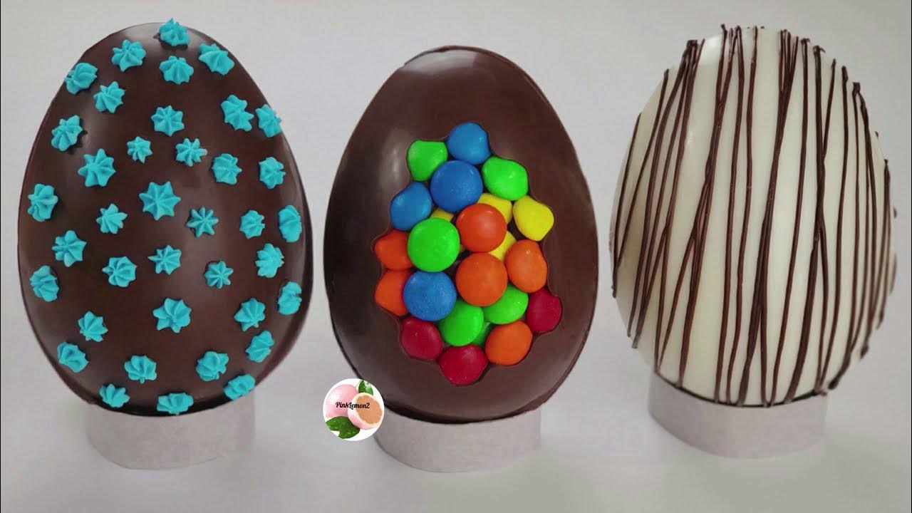Como hacer Huevo de Pascua SIN GLASE !!! decoracion FACIL Solo chocolate 