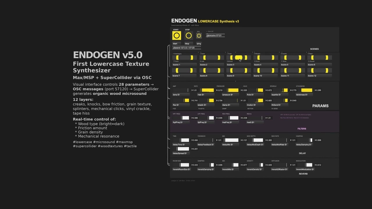 ENDOGEN \ Lowercase Texture Synthesizer | Organic Wood Microsound | Max/MSP + SuperCollider