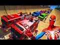 Spiderman and friends biggest skateboard ramp challenge on cars and fire trucks gta 5