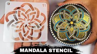 This Mandala STENCIL Makes Dot Art Rock Painting Look INCREDIBLE! #mandalaart #art  #rockpainting