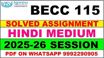 BECC 115 solved assignment 2025-26 in Hindi || becc 115 solved assignment 2026 || becc115 2025-26
