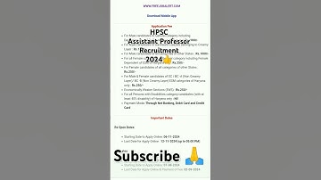 HPSC Assistant Professor #2024 #haryana Notification out #hpsc #htet