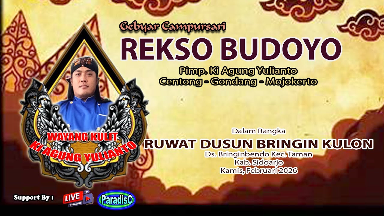 🔴📡Pagelaran Wayang Kulit Ki AGUNG JULIANTO ( NDO ) Centong-Gondang-Mojokerto, Live Ds. Bringinbendo