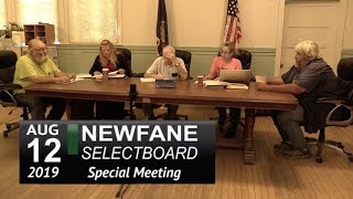 Newfane Selectboard Special Mtg 8/12/19