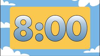 8 Minute Fun Relaxing Summer Classroom Timer (No Music, Happy Synth Alarm at End)