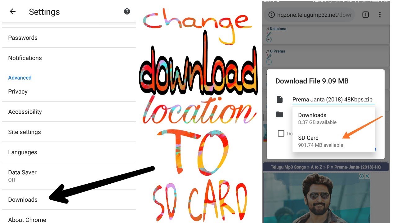 change download location chrome android