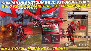 SUMPAH INI SG M1014 EVO 3JT OP BGT COK!! SOLO VS SQUAD FULL MERAH + SCAR  2JT BOOYAH KILL 24