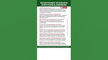 Receptionist Interview Questions and Answers | Receptionist Job Interview Questions and Answers