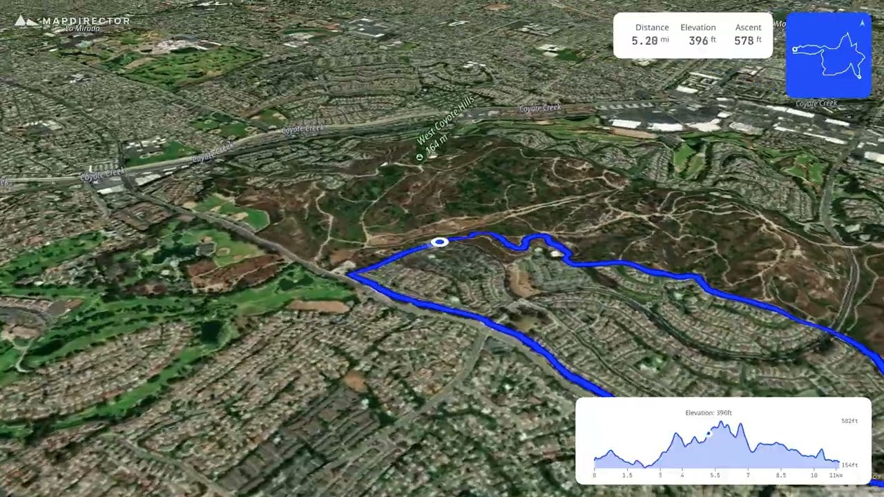 Fullerton Loop Mountain Biking 3D Flyover