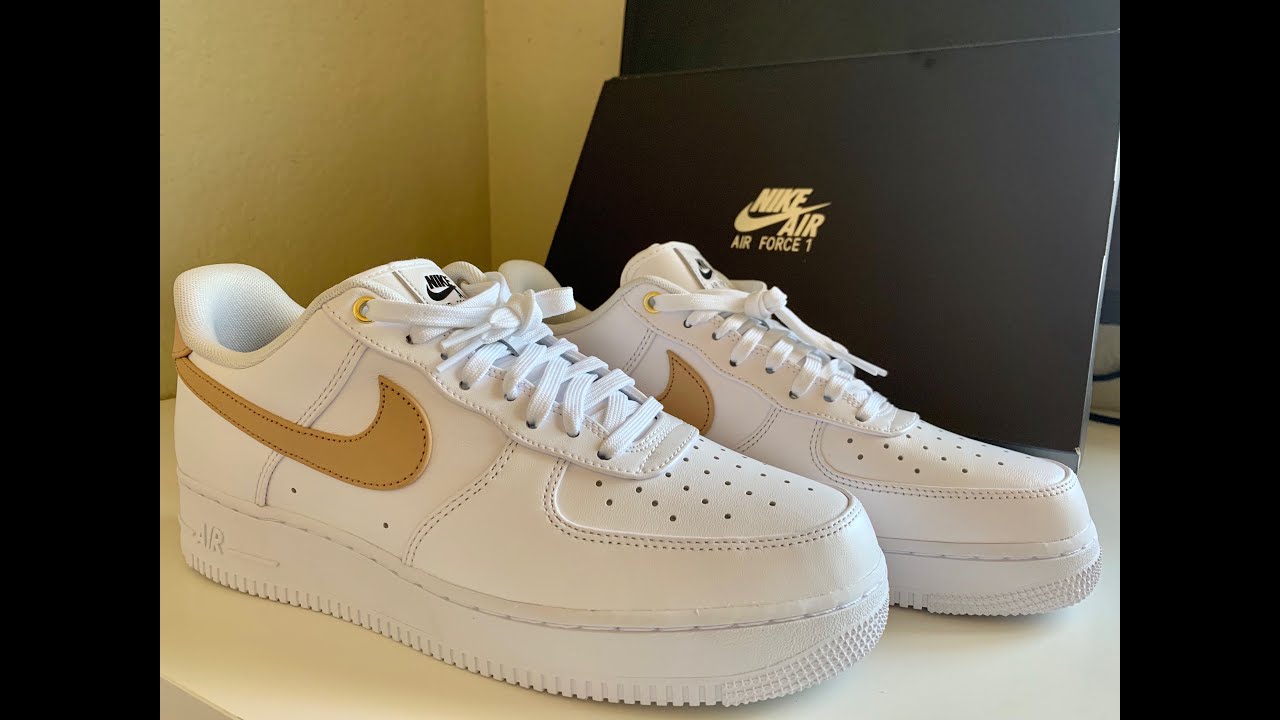 white and tan air force ones