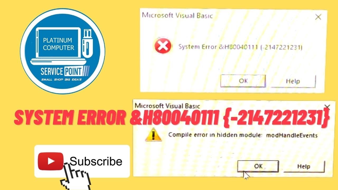 system Error &h80040111 {-2147221231}
