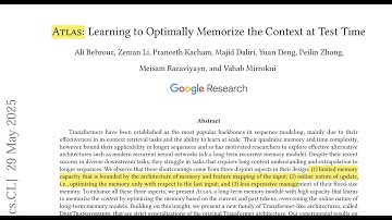 ATLAS: Learning to Optimally Memorize the Context at Test Time