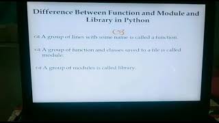 difference  between function and module and library in python