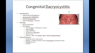 Ophthalmology 401 a Congenital DaCryoCystitis