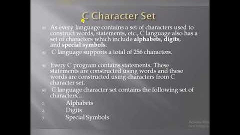 Character Set in C Language by Ms. Harsha Nishad, Asst. Professor, SRU Raipur (C.G.)