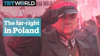 Far-right groups march for a \\