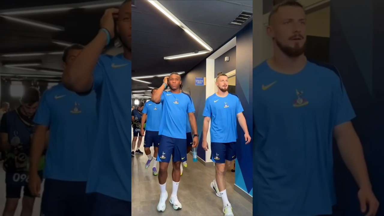 TOTTENHAM: The Squad Walking Out the Tunnel; Training in Italy Ahead of Super Cup Final