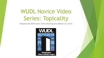 WUDL Novice Video Series 103 Introduction to Topicality