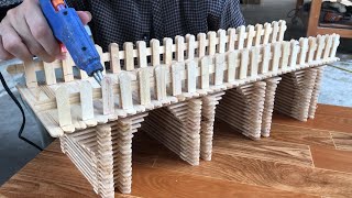 DIY Crafts - A Lovely Bridge made of Ice Cream Sticks that can Accommodate Cars is Simply Made