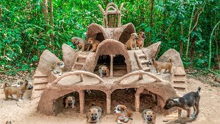 Build Most Amazing Villa Mud House For Collect abandoned Dogs