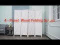 Jaxpety 4 panel wood room divider folding freestanding privacy screen