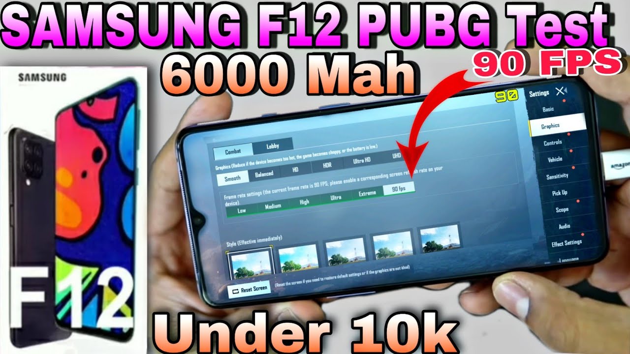 SAMSUNG GALAXY F12 PUBG Test 💥💪 | Samsung F12 PUBG Graphics settings