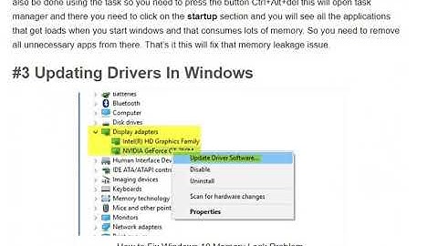How to Fix Windows 10 Memory Leak issue