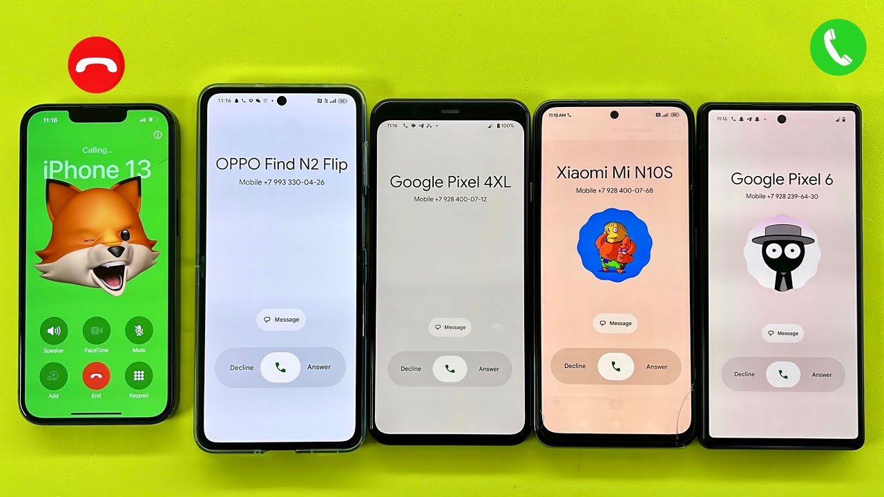 Incoming Call OPPO Find + Google Pixel 6 + Redmi Note10S + Pixel 4XL | Outgoing Call from iPhone 13 